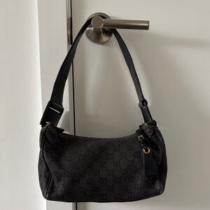gucci black denim shoulder bag